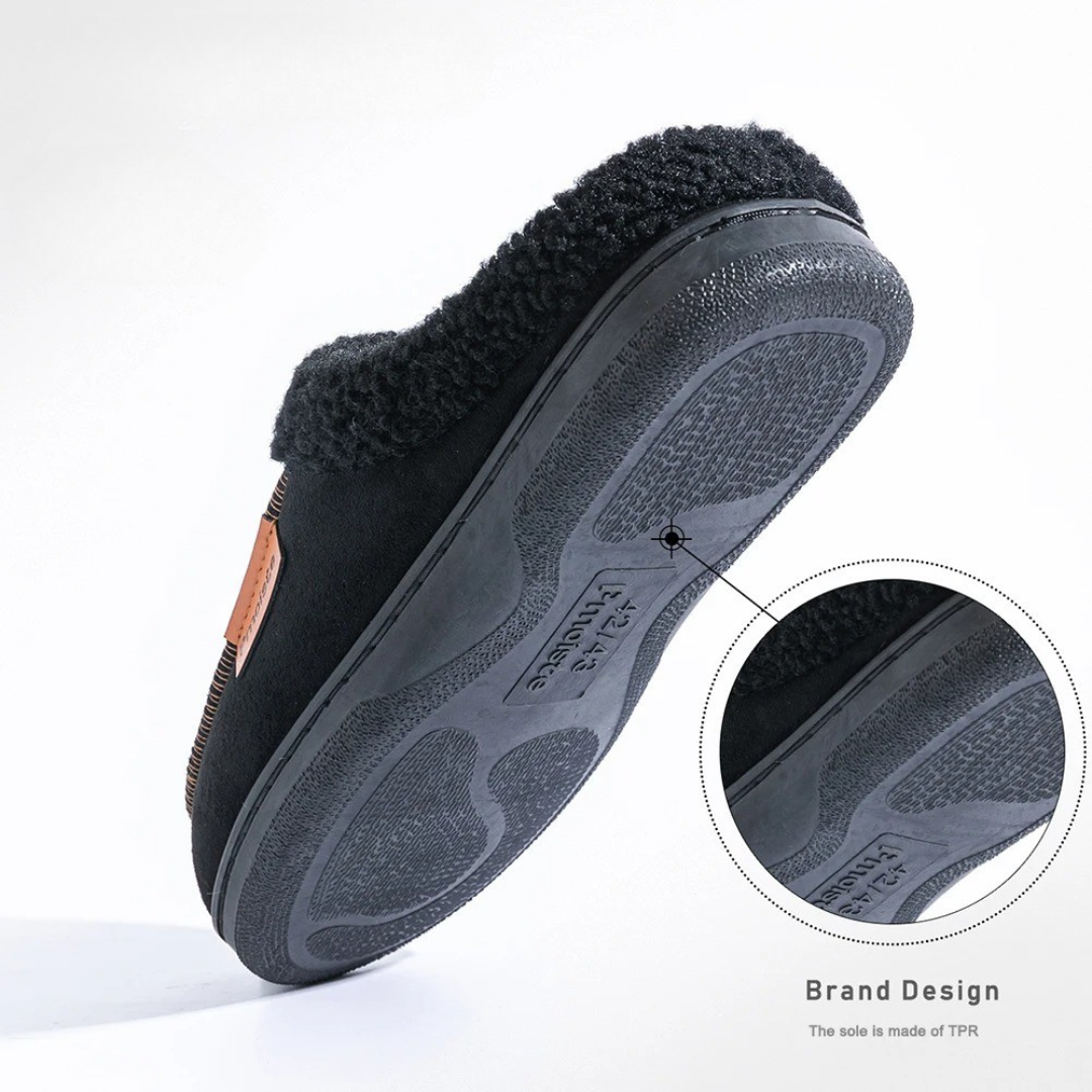 Chaussons cuir fourrés