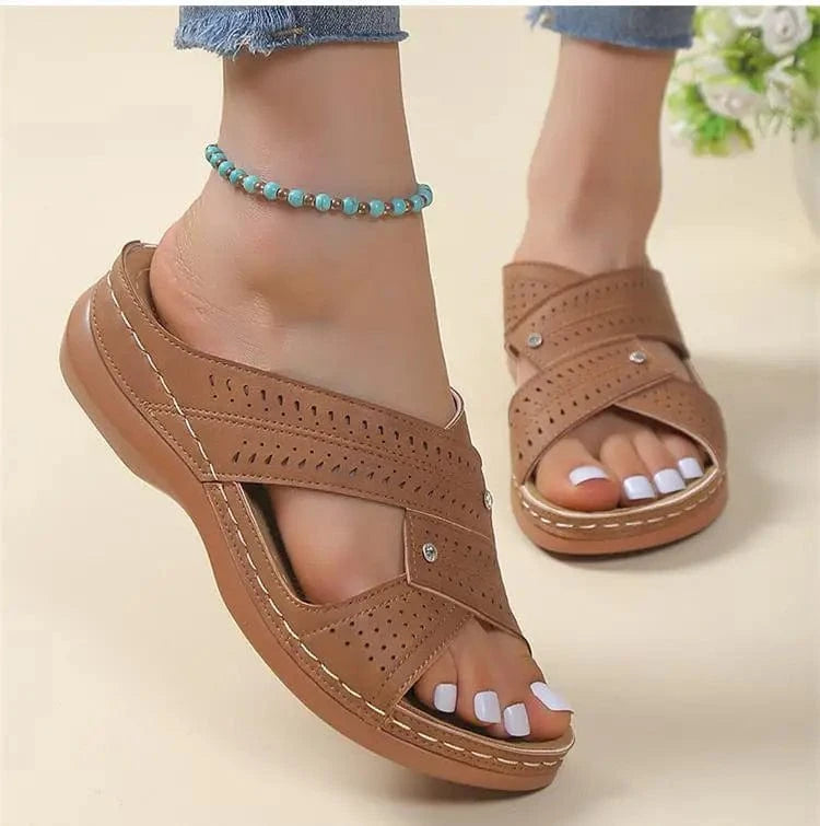 Chausson cuir femme