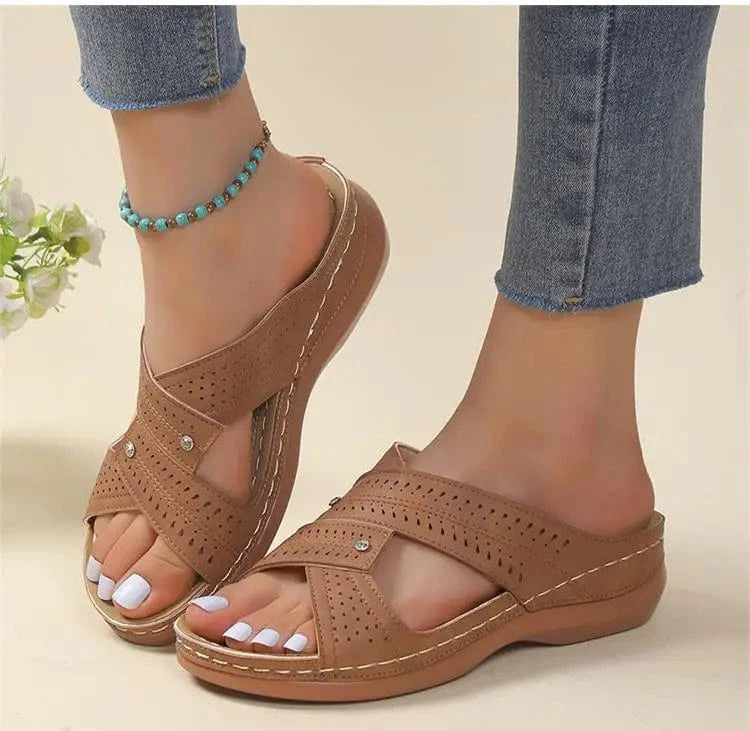 Chausson cuir femme