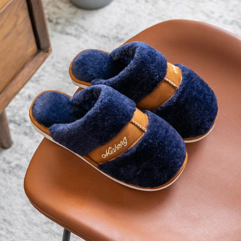 Chausson fourrure Bleu marine / 34-35
