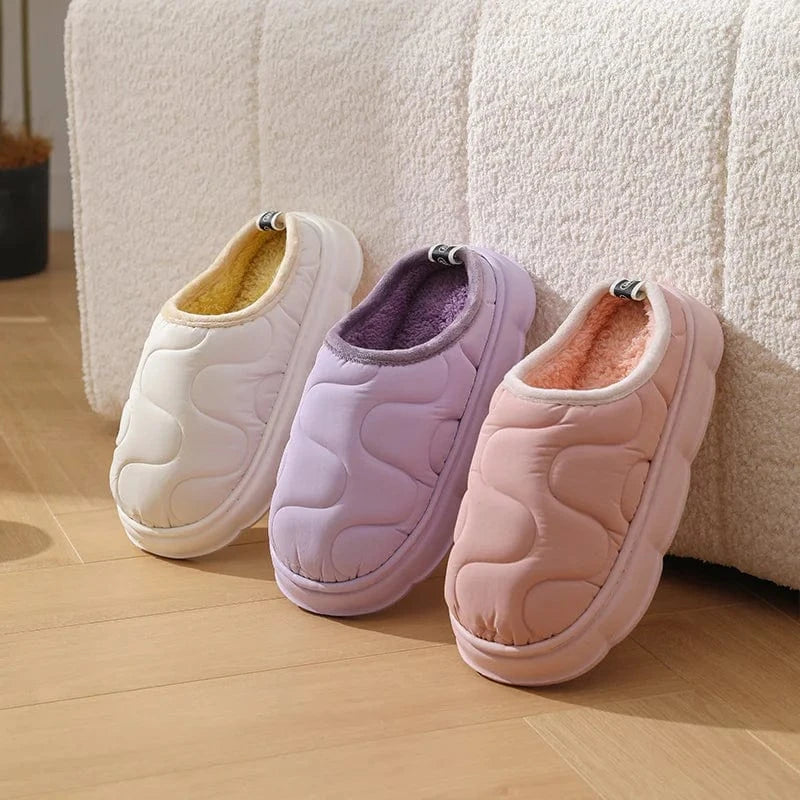 Chaussons d'extérieur imperméables pour hommes et femmes, chaussures chaudes en coton non ald, pantoufles de chambre, intérieur, maison, confort, couple, automne, hiver