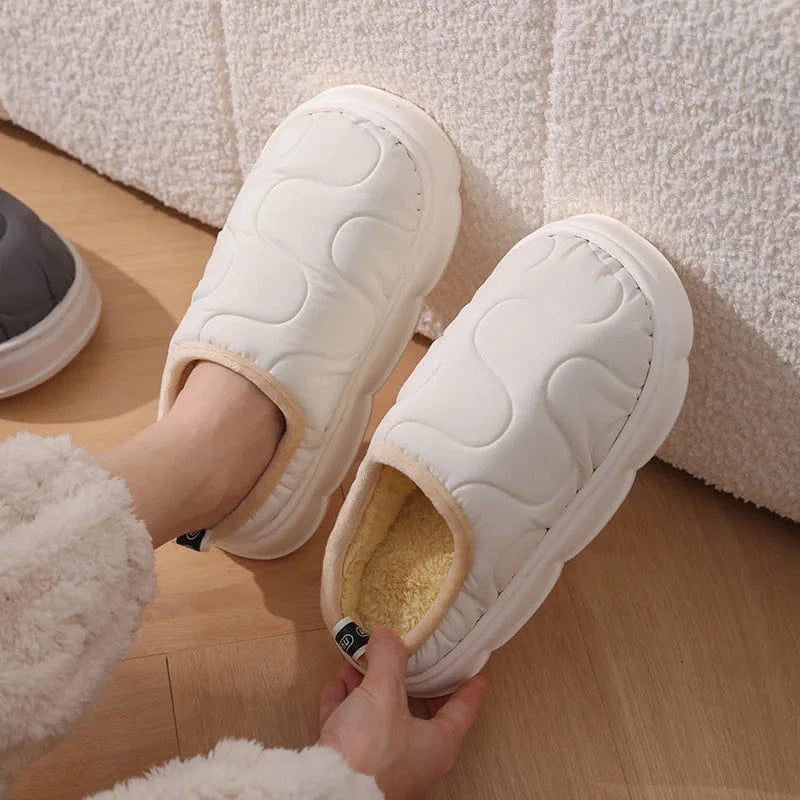 Chaussons d'extérieur imperméables pour hommes et femmes, chaussures chaudes en coton non ald, pantoufles de chambre, intérieur, maison, confort, couple, automne, hiver