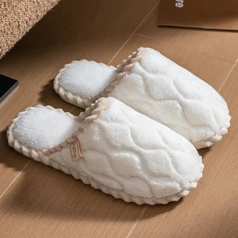 Chaussons femme hiver | Coton moelleux Blanc / 34-35