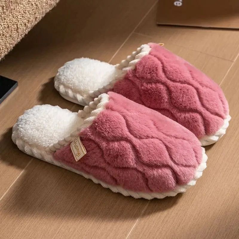 Chaussons femme hiver | Coton moelleux Rose foncé / 34-35