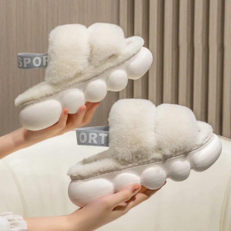 Claquette Chausson Fourrure Blanc / 35-376