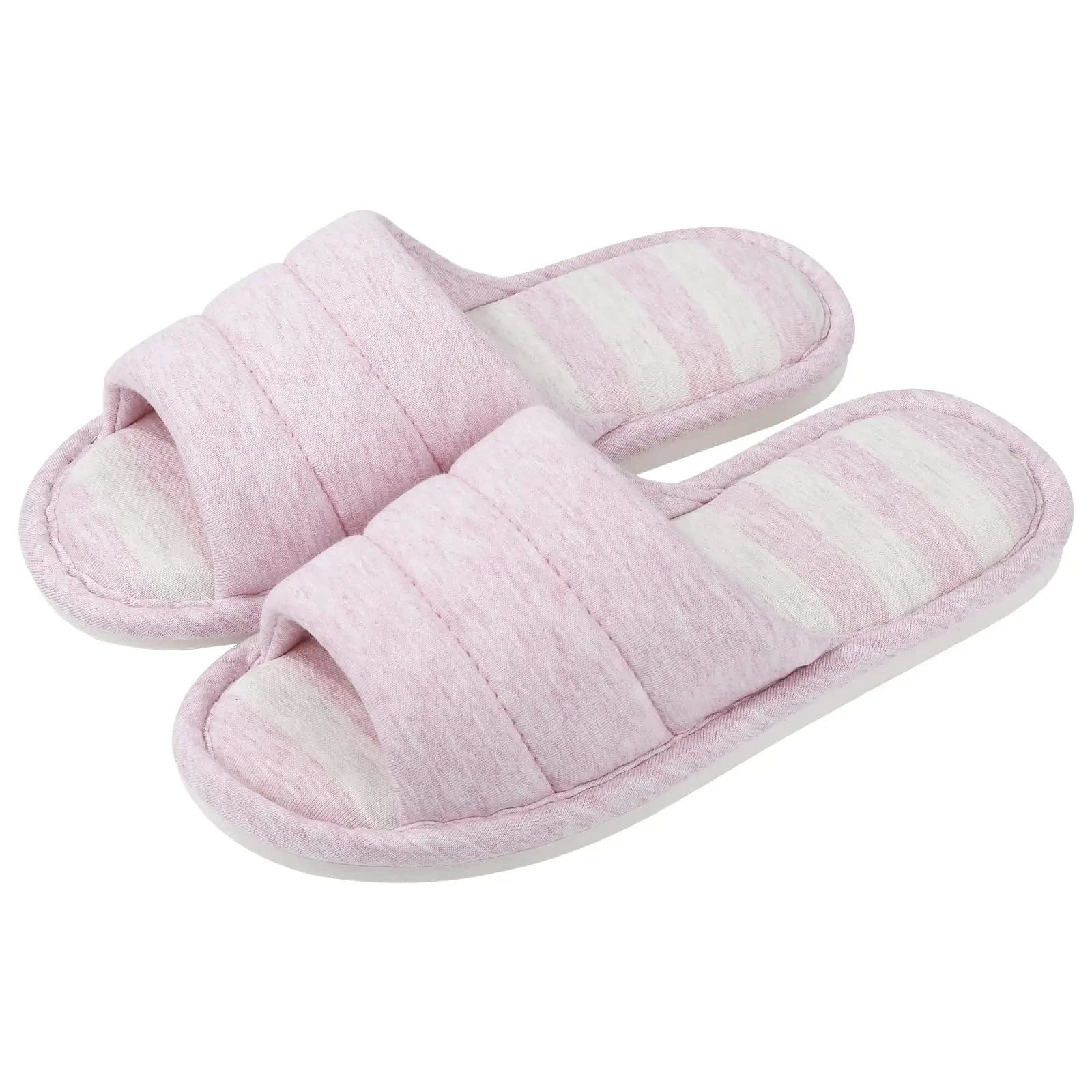 Comwarm – pantoufles d'intérieur en coton à bout ouvert pour femmes, tongs souples et décontractées pour la maison, en mousse à mémoire de forme, chaussures plates pour chambre à coucher Update Pink / 43-44(10.2-10.4inch) / CHINA