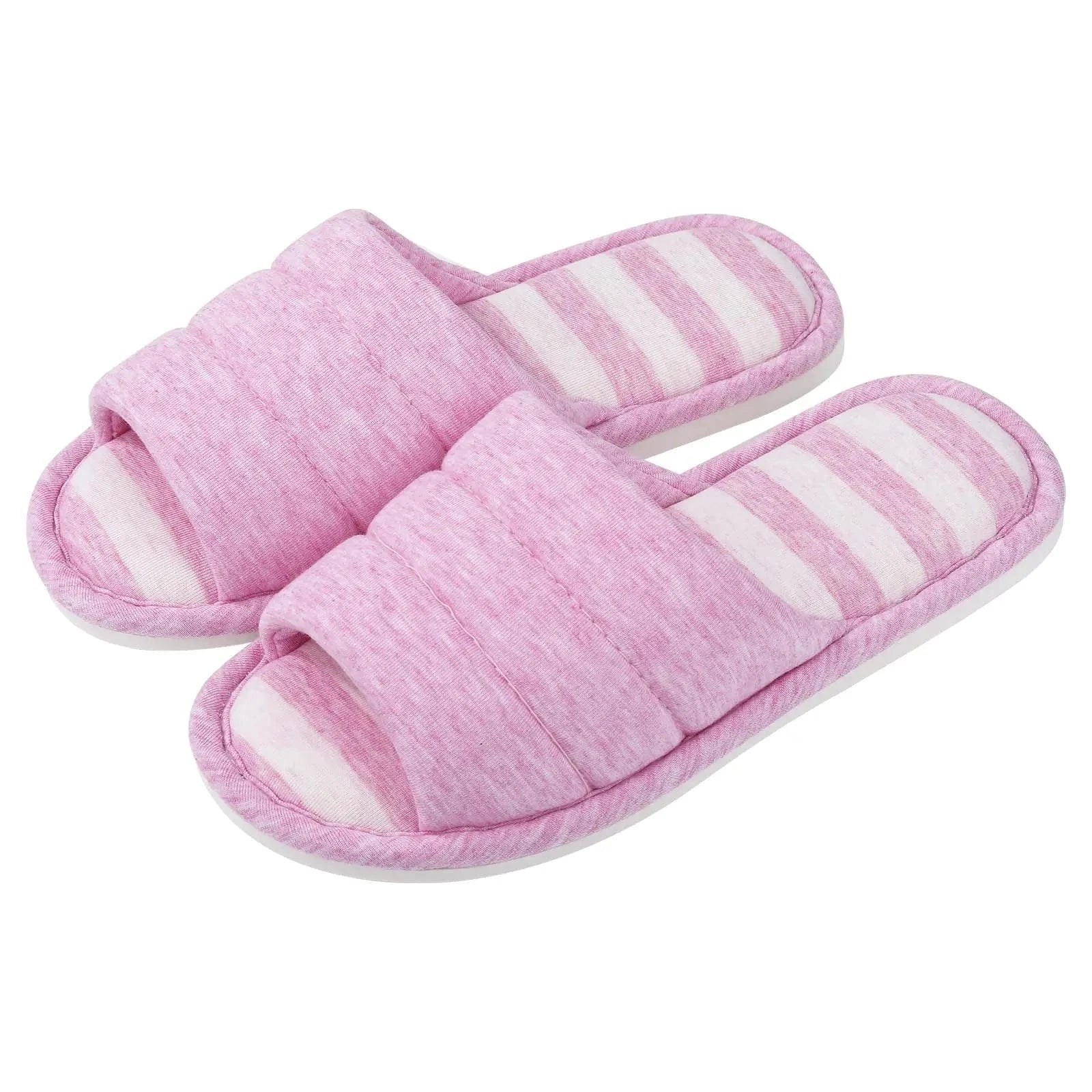 Comwarm – pantoufles d'intérieur en coton à bout ouvert pour femmes, tongs souples et décontractées pour la maison, en mousse à mémoire de forme, chaussures plates pour chambre à coucher Dark Pink / 43-44(10.2-10.4inch) / CHINA