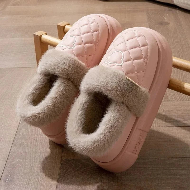 Crestar-Pantoufles pelucheuses d'hiver pour femmes, coordonnantes, imperméables, plate-forme moelleuse, pantoufles d'intérieur chaudes, maison en peluche, toboggans en coton, mode Pink1 / 36-37 / CHINA