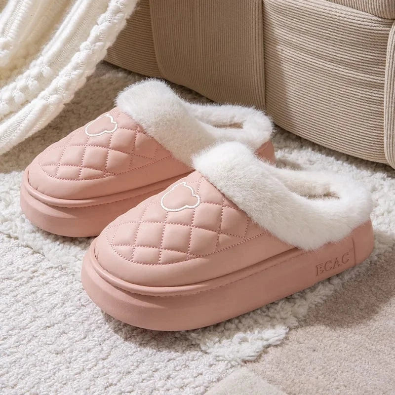 Crestar-Pantoufles pelucheuses d'hiver pour femmes, coordonnantes, imperméables, plate-forme moelleuse, pantoufles d'intérieur chaudes, maison en peluche, toboggans en coton, mode Pink / 36-37 / CHINA