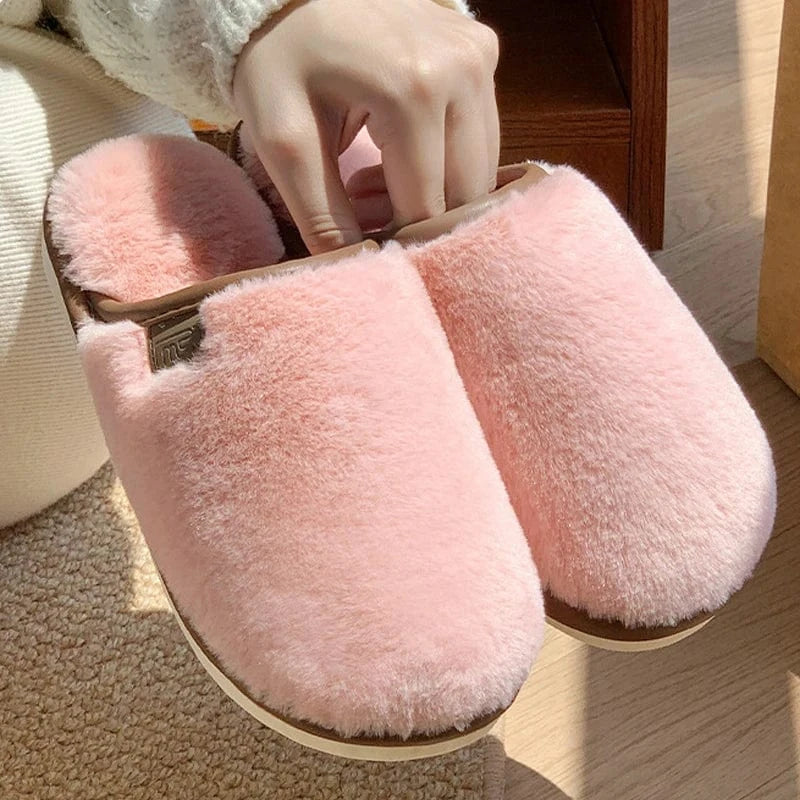 Gacimy-Pantoufles de maison d'hiver pour femmes, chaussures d'intérieur chaudes et floues, diapositives plates décontractées, pantoufles en peluche douces et confortables, pantoufles en fourrure moelleuse, chaussures en co