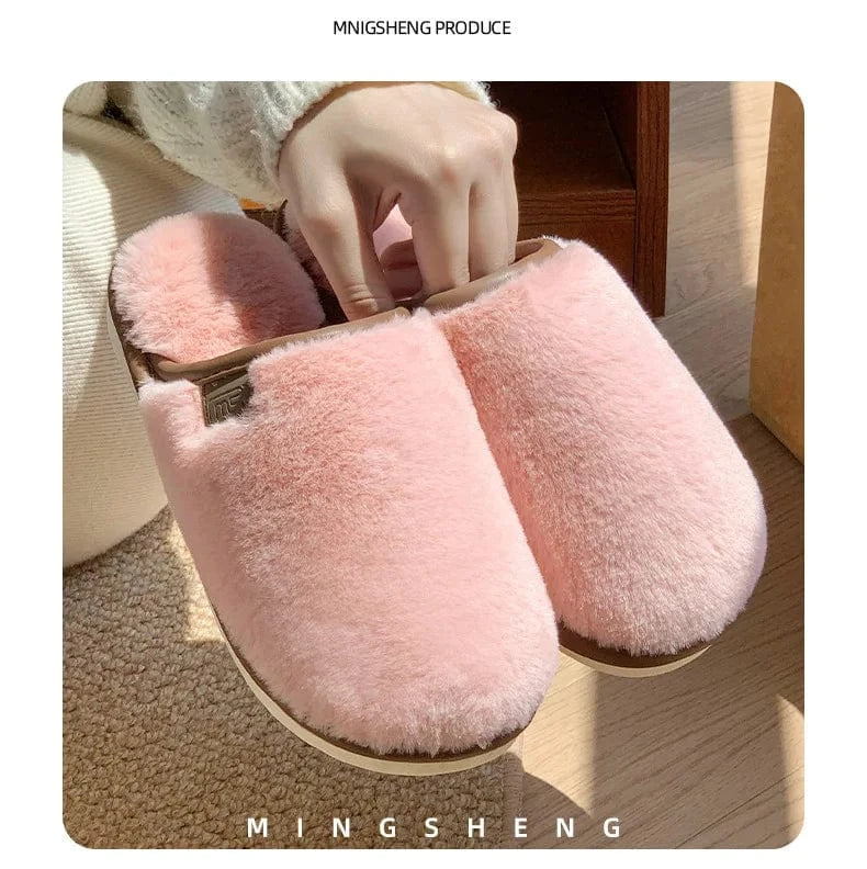 Gacimy-Pantoufles de maison d'hiver pour femmes, chaussures d'intérieur chaudes et floues, diapositives plates décontractées, pantoufles en peluche douces et confortables, pantoufles en fourrure moelleuse, chaussures en co