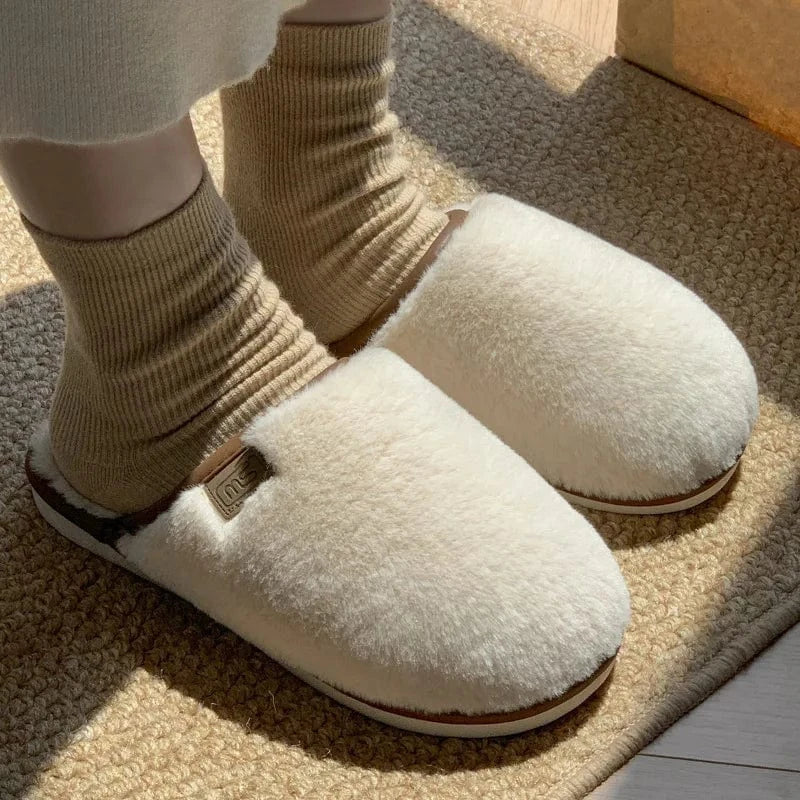 Gacimy-Pantoufles de maison d'hiver pour femmes, chaussures d'intérieur chaudes et floues, diapositives plates décontractées, pantoufles en peluche douces et confortables, pantoufles en fourrure moelleuse, chaussures en co