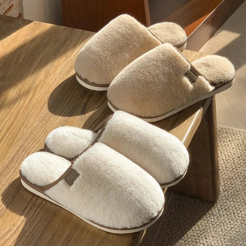 Gacimy-Pantoufles de maison d'hiver pour femmes, chaussures d'intérieur chaudes et floues, diapositives plates décontractées, pantoufles en peluche douces et confortables, pantoufles en fourrure moelleuse, chaussures en co