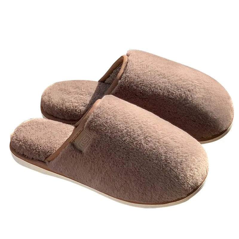 Gacimy-Pantoufles de maison d'hiver pour femmes, chaussures d'intérieur chaudes et floues, diapositives plates décontractées, pantoufles en peluche douces et confortables, pantoufles en fourrure moelleuse, chaussures en co Brown / 44-45 / CHINA