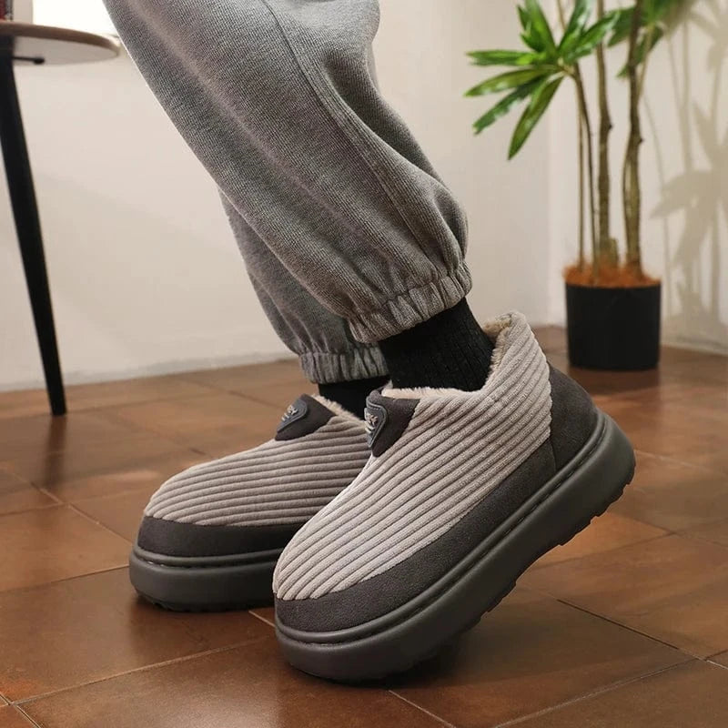 Pantoufles Classiques en Velours Côtelé pour Homme, Chaussures Douces et Chaudes, Confortables, en Coton, pour Maison, Chambre à Coucher, Extérieur, Hiver