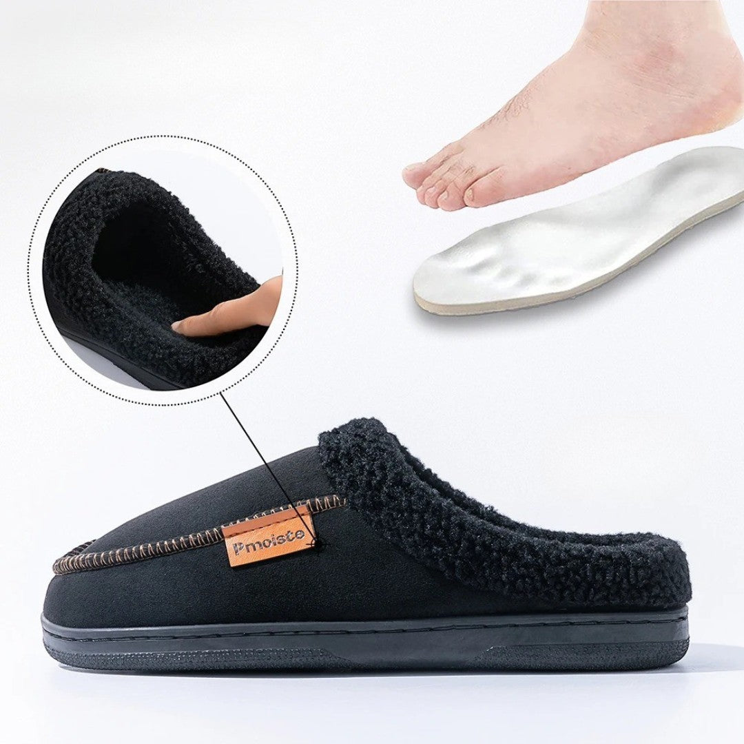 Chaussons cuir fourrés