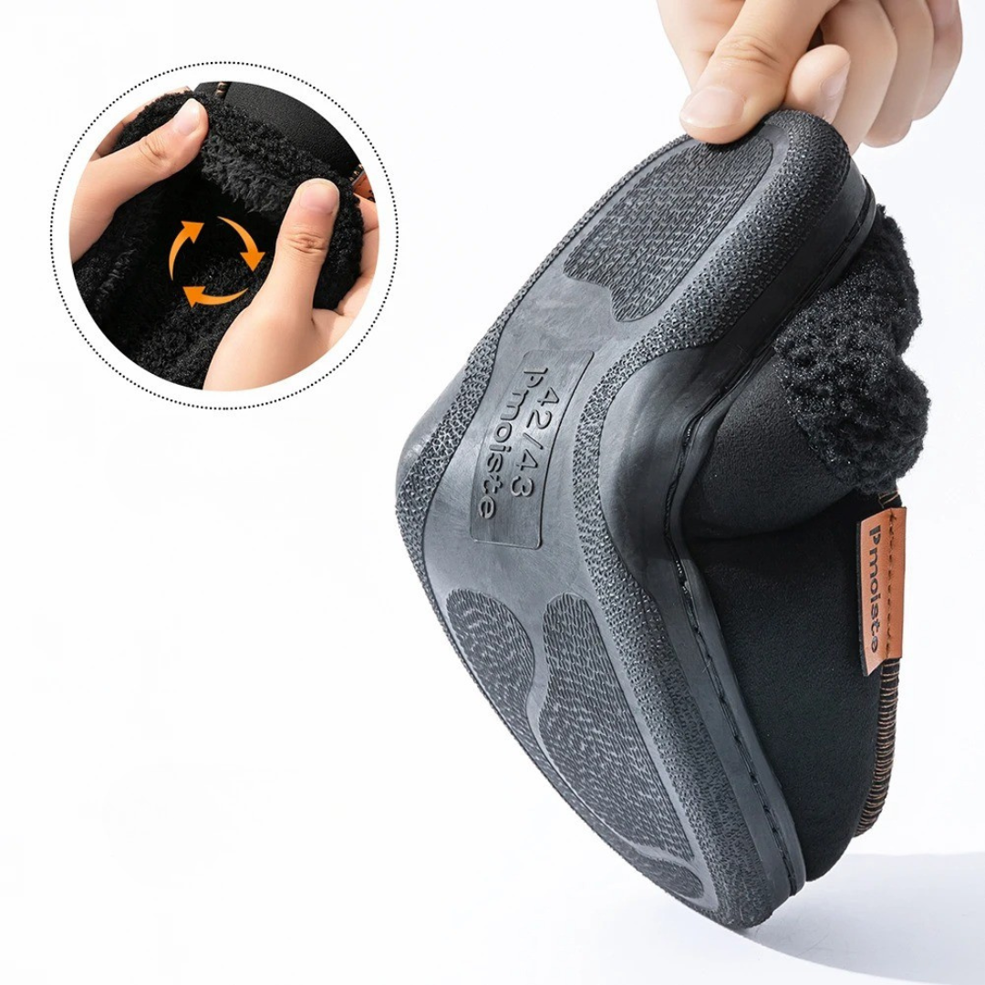 Chaussons cuir fourrés