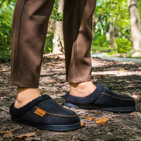 Chaussons cuir fourrés