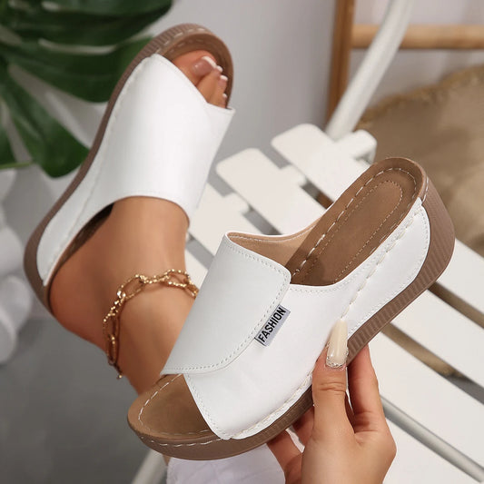Chaussons femme | Compensés cuir PU
