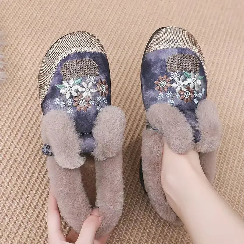 Chaussons en fourrure femme