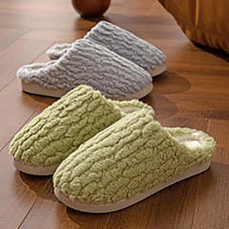 Bedroom Cotton Slippers Winter Household Warm Furry Women Men Shoes Indoor Slippers Warm Plush Home Slippers Ladies Flip Flops