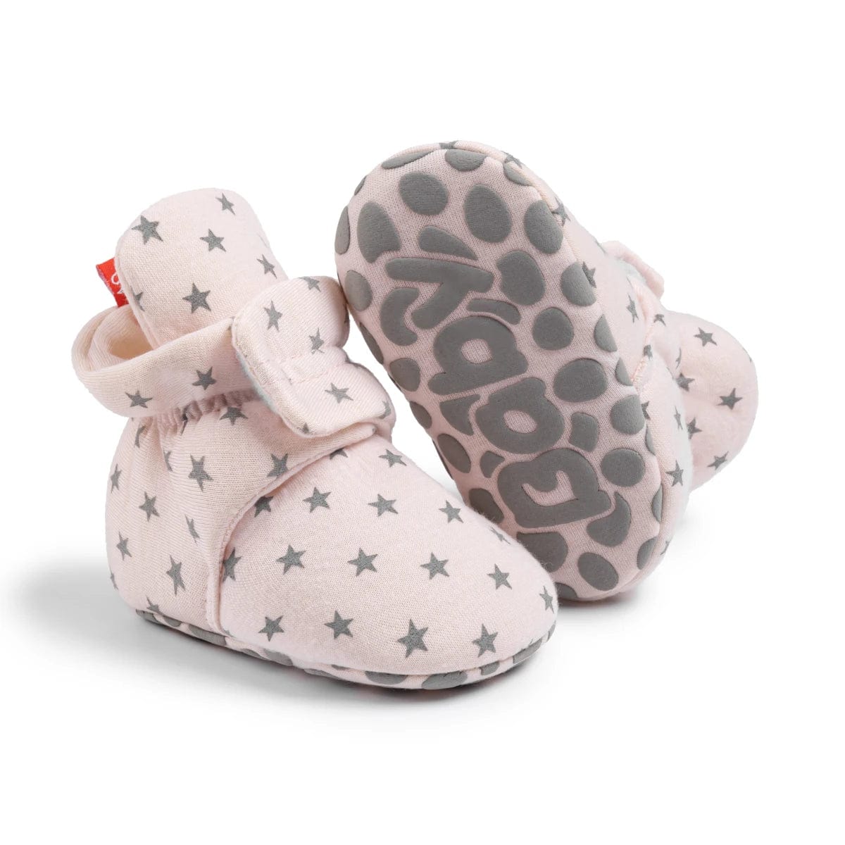 Chausson bébé à scratch Rose/Gris / 16-17