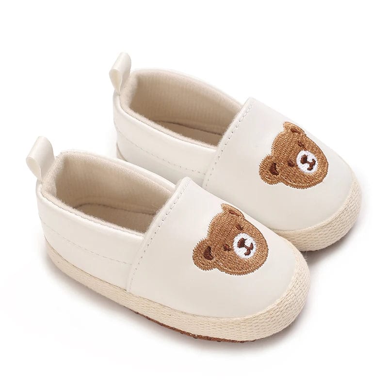 Chausson Bébé Cuir PU Blanc / 7-12 mois