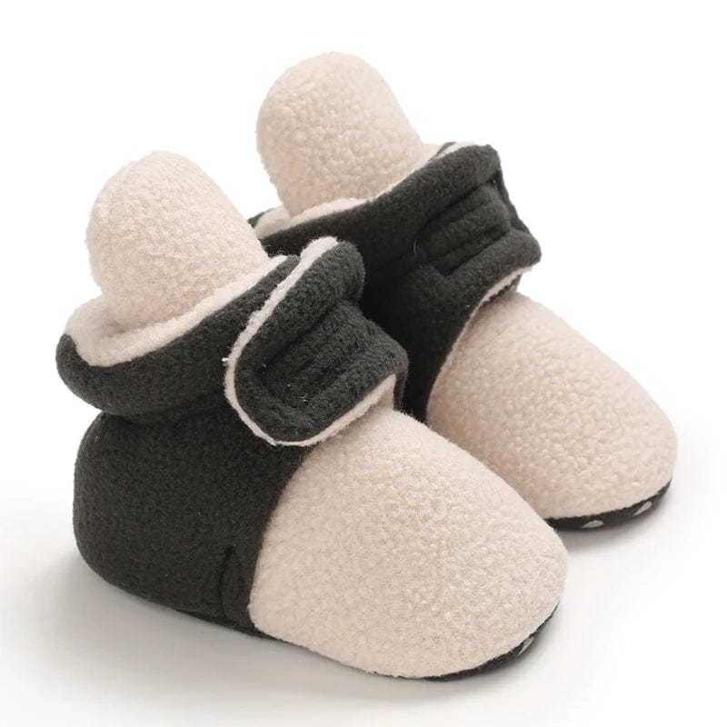 Chausson Botte Bébé Crème/Noir / 7-12 mois