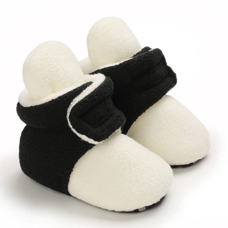 Chausson Botte Bébé Blanc/Noir / 0-6 mois