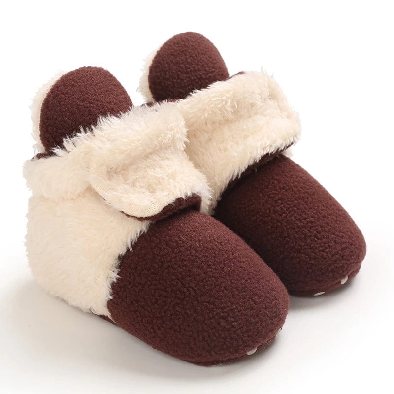 Chausson Botte Bébé Marron/Blanc / 7-12 mois