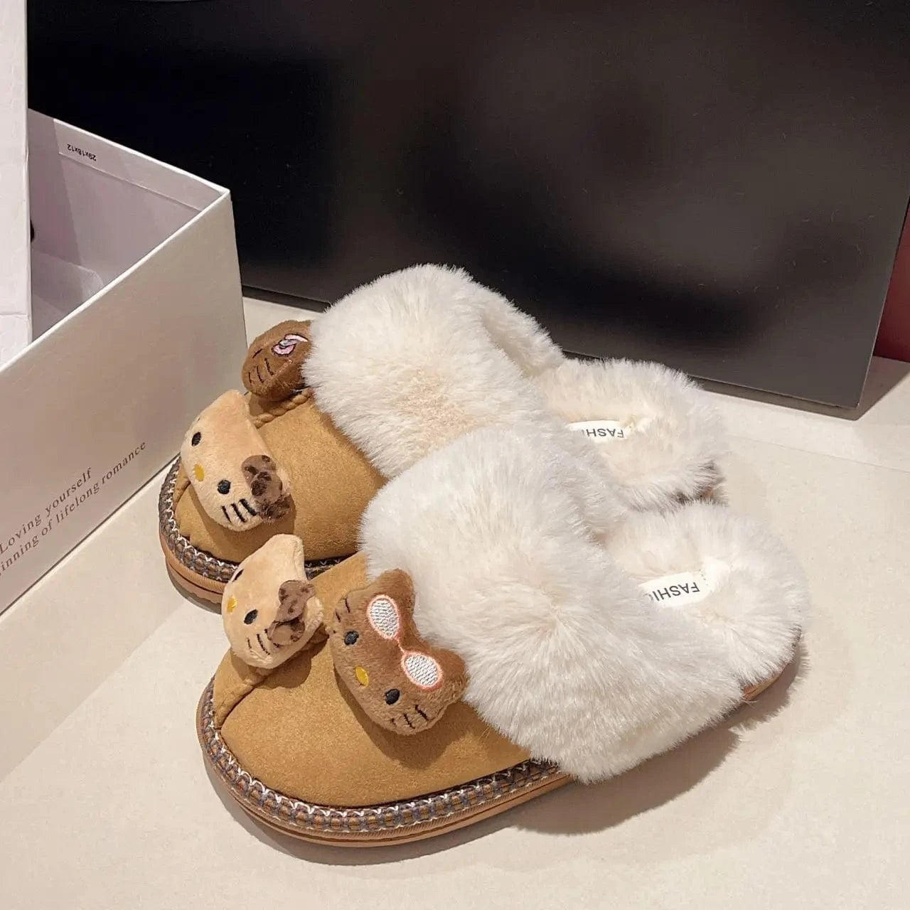 Chausson chat Crème / 36-37