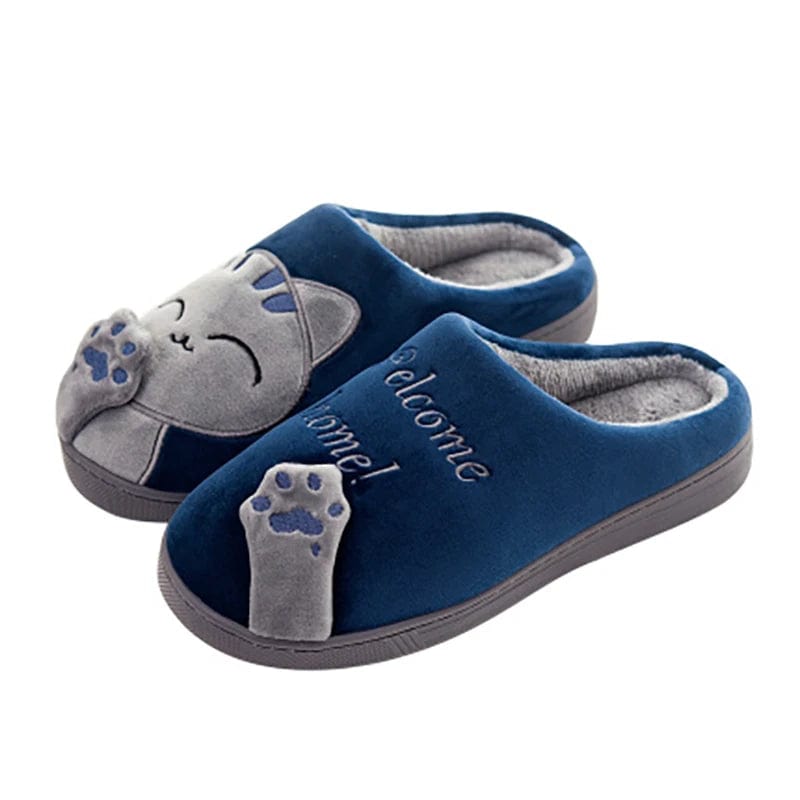 Chausson Chat Kawaii pour Couple Bleu / 36-37