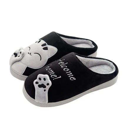 Chausson Chat Kawaii pour Couple Noir / 36-37