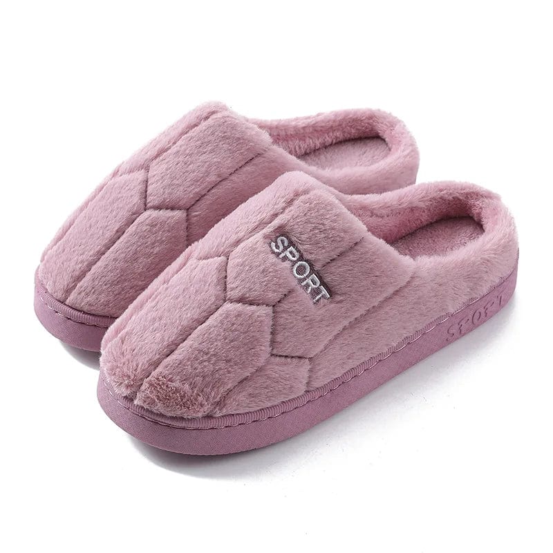 New Winter Home Slippers Women Shoes Cotton Slippers Men Warm Plush Slides Indoor Bedroom Non-Slip Floor Slippers PURPLE / 40-41(fit 39-40)