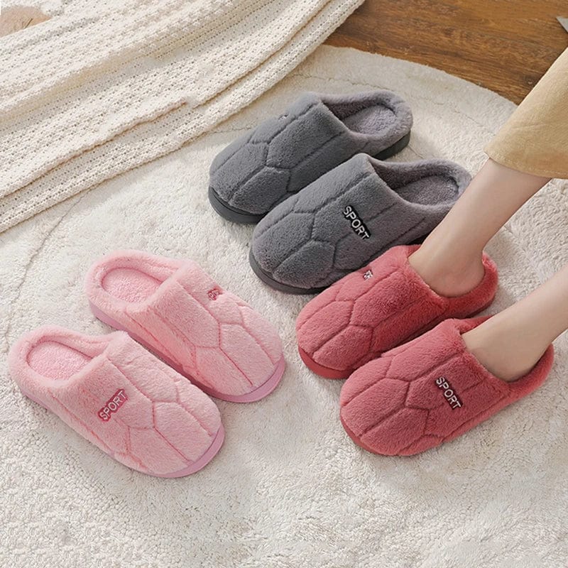 New Winter Home Slippers Women Shoes Cotton Slippers Men Warm Plush Slides Indoor Bedroom Non-Slip Floor Slippers