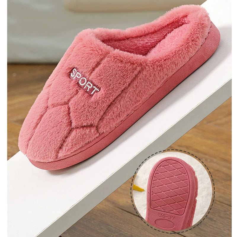 New Winter Home Slippers Women Shoes Cotton Slippers Men Warm Plush Slides Indoor Bedroom Non-Slip Floor Slippers