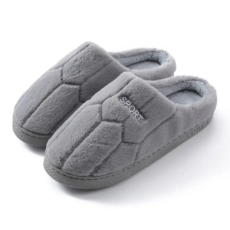 New Winter Home Slippers Women Shoes Cotton Slippers Men Warm Plush Slides Indoor Bedroom Non-Slip Floor Slippers GRAY / 44-45(fit 43-44)