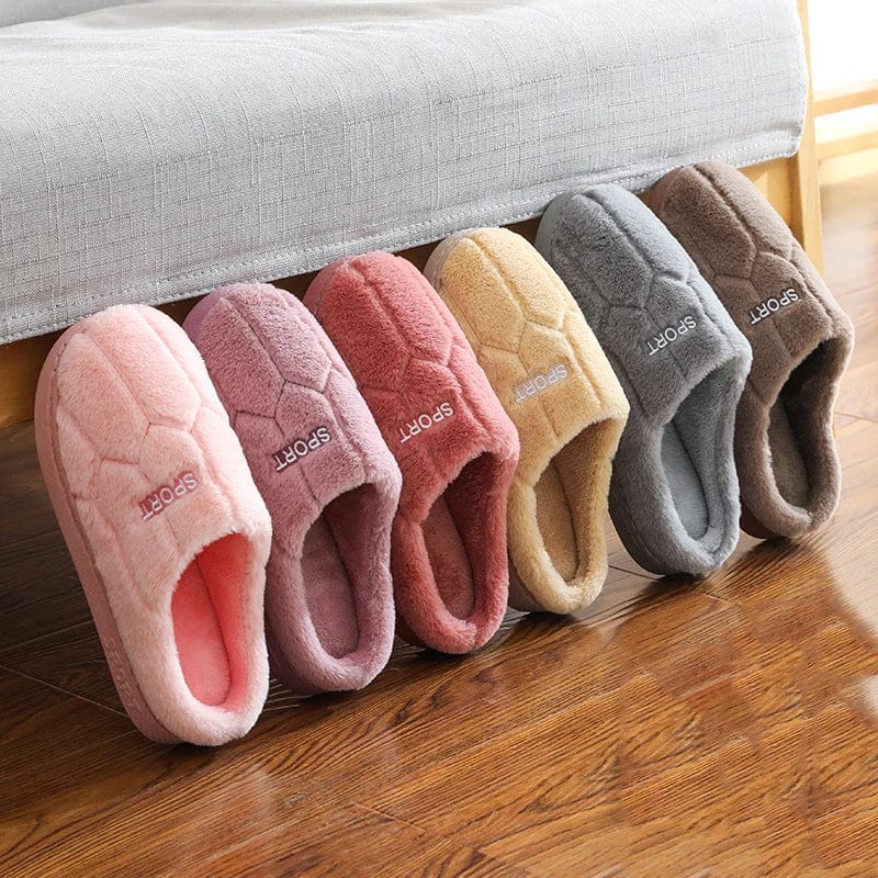 New Winter Home Slippers Women Shoes Cotton Slippers Men Warm Plush Slides Indoor Bedroom Non-Slip Floor Slippers