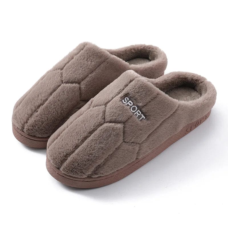 New Winter Home Slippers Women Shoes Cotton Slippers Men Warm Plush Slides Indoor Bedroom Non-Slip Floor Slippers brown / 42-43(fit 41-42)