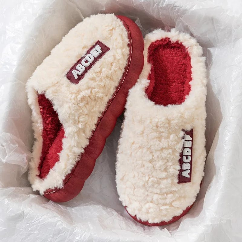 Thick Home Indoor Outside Boy Girl Slippers Winter Home Warm Fluffy Slippers High Heels Fur Cotton Shoes Ladies Couples TG07