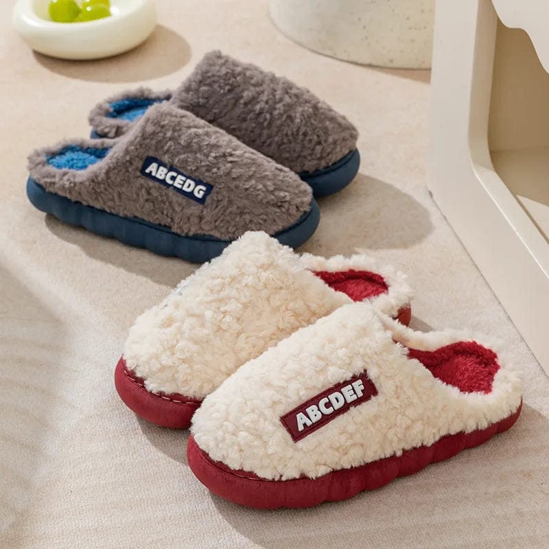 Thick Home Indoor Outside Boy Girl Slippers Winter Home Warm Fluffy Slippers High Heels Fur Cotton Shoes Ladies Couples TG07