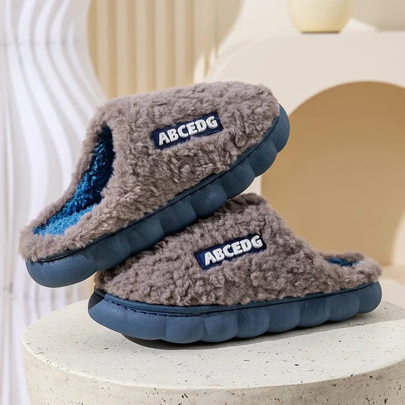 Thick Home Indoor Outside Boy Girl Slippers Winter Home Warm Fluffy Slippers High Heels Fur Cotton Shoes Ladies Couples TG07 coffee / 40-41