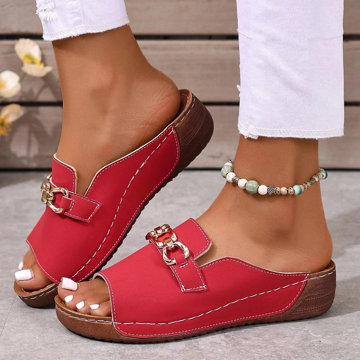 Chausson chaussure compensé Rouge / 34-35
