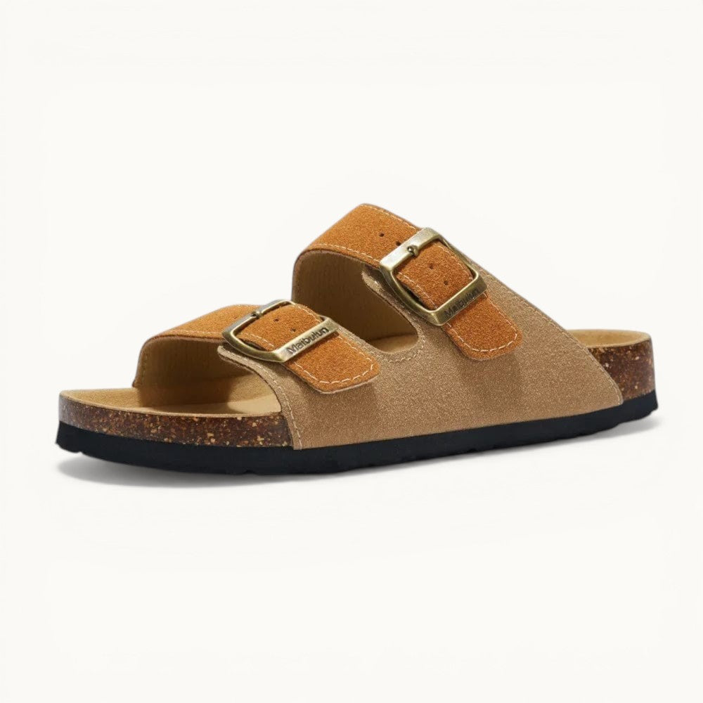Chausson Claquette en Liège Marron/Camel / 35