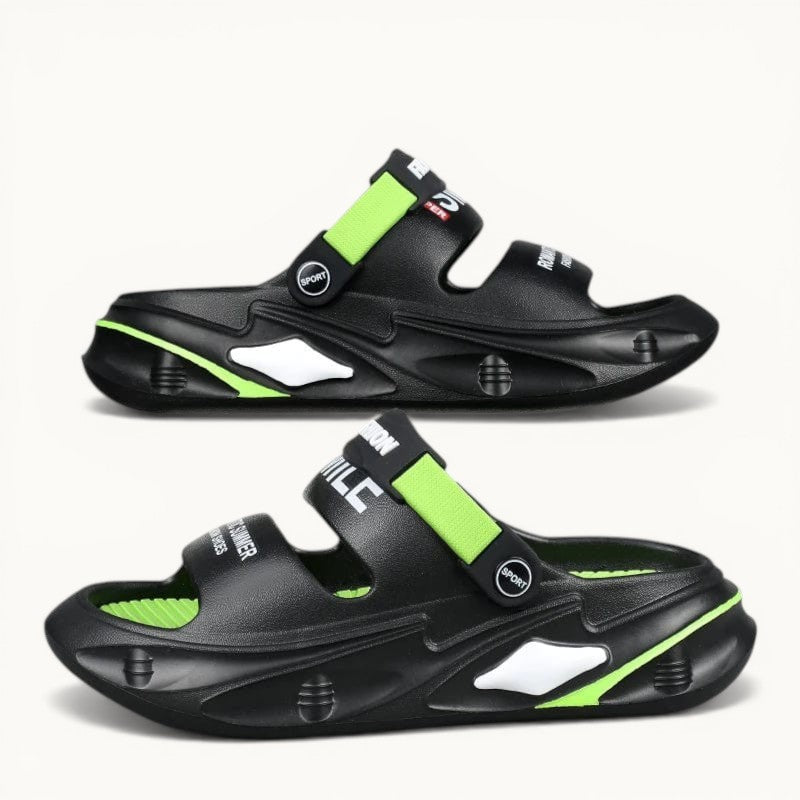 Chausson Claquette Homme "Smile" Noir/Vert / 38-39