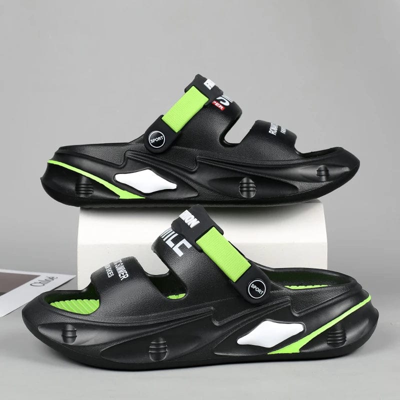 Chausson Claquette Homme "Smile" Noir/Vert / 38-39