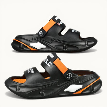 Chausson Claquette Homme "Smile" Noir/Orange / 44-45
