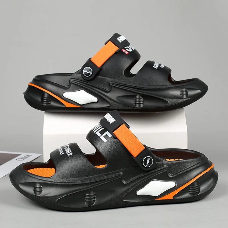 Chausson Claquette Homme "Smile" Noir/Orange / 44-45