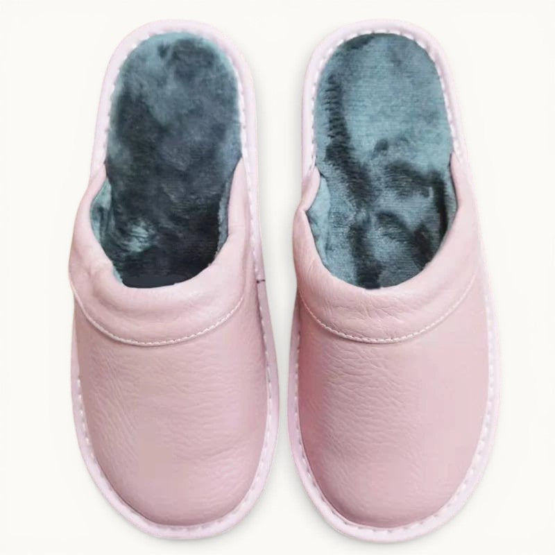 Chausson Cuir Rose peluche / 35-36