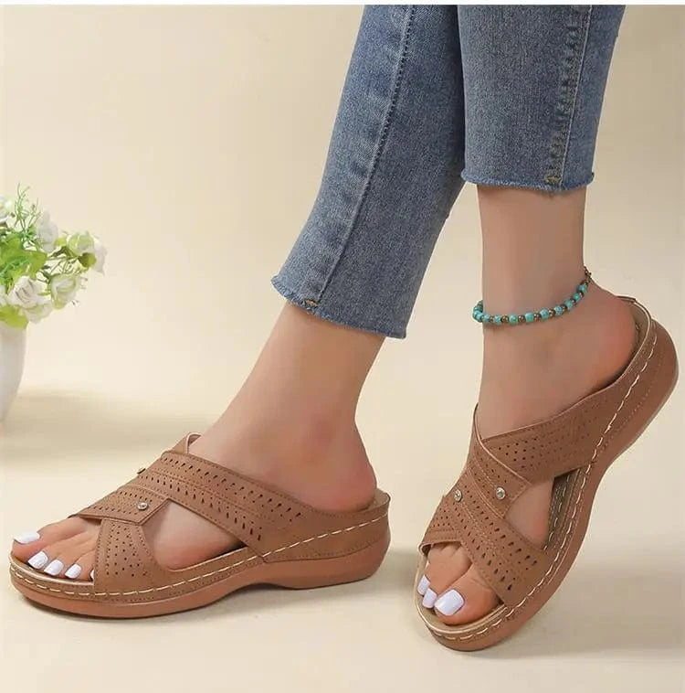 Chausson cuir femme
